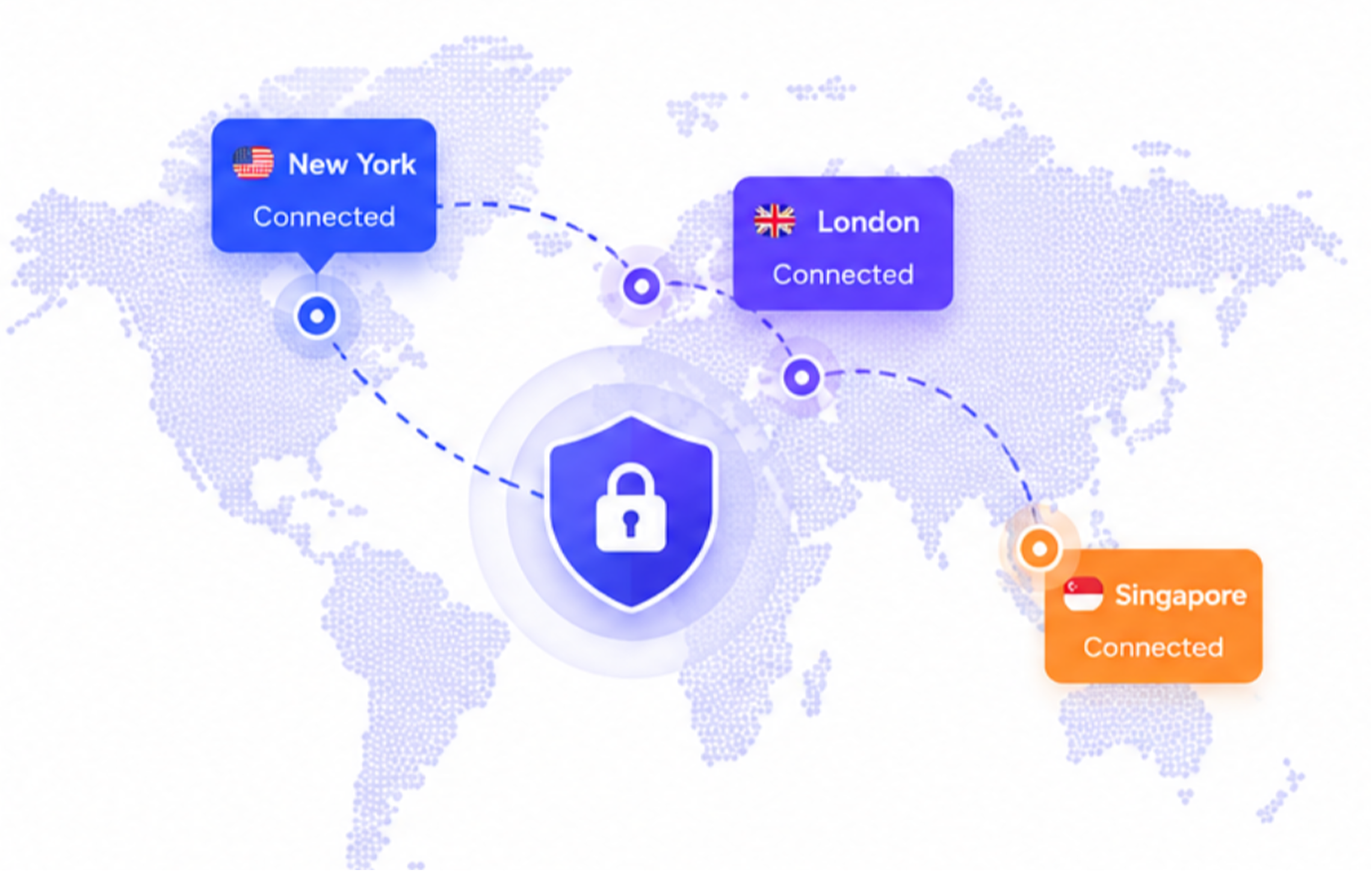 Global map showcasing server node connectivity